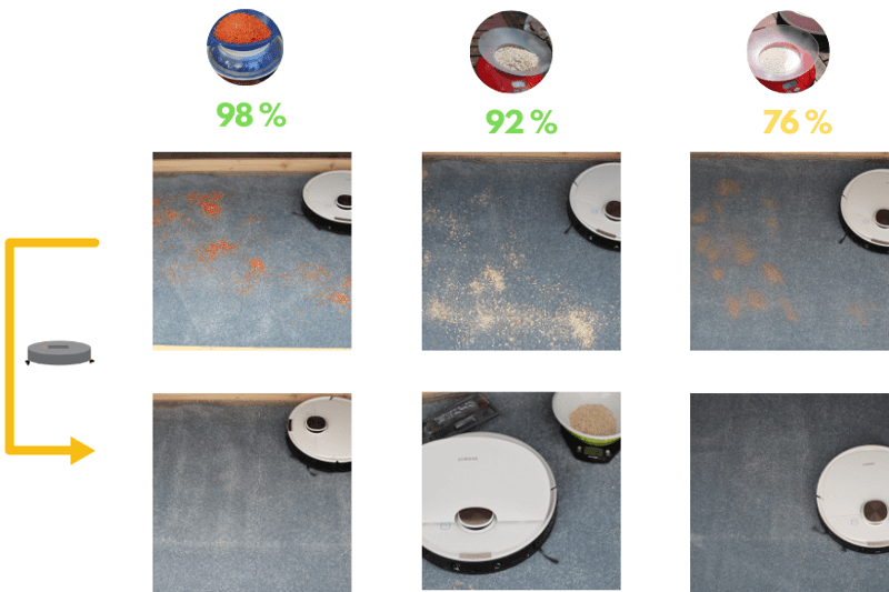 Обзор результатов теста на всасывание Ecovacs Deebot OZMO T8+ на ковре с длинным ворсом.